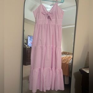 Time and Tru Pink Gingham Midi Dress